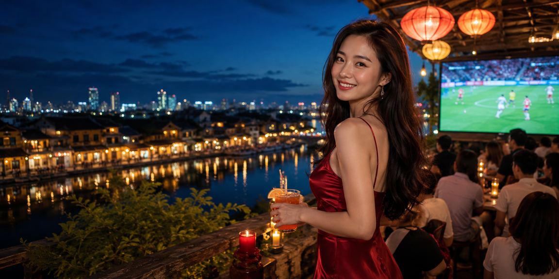 Người hâm mộ bóng đá tại Hội An xem kèo cược trong quán cà phê